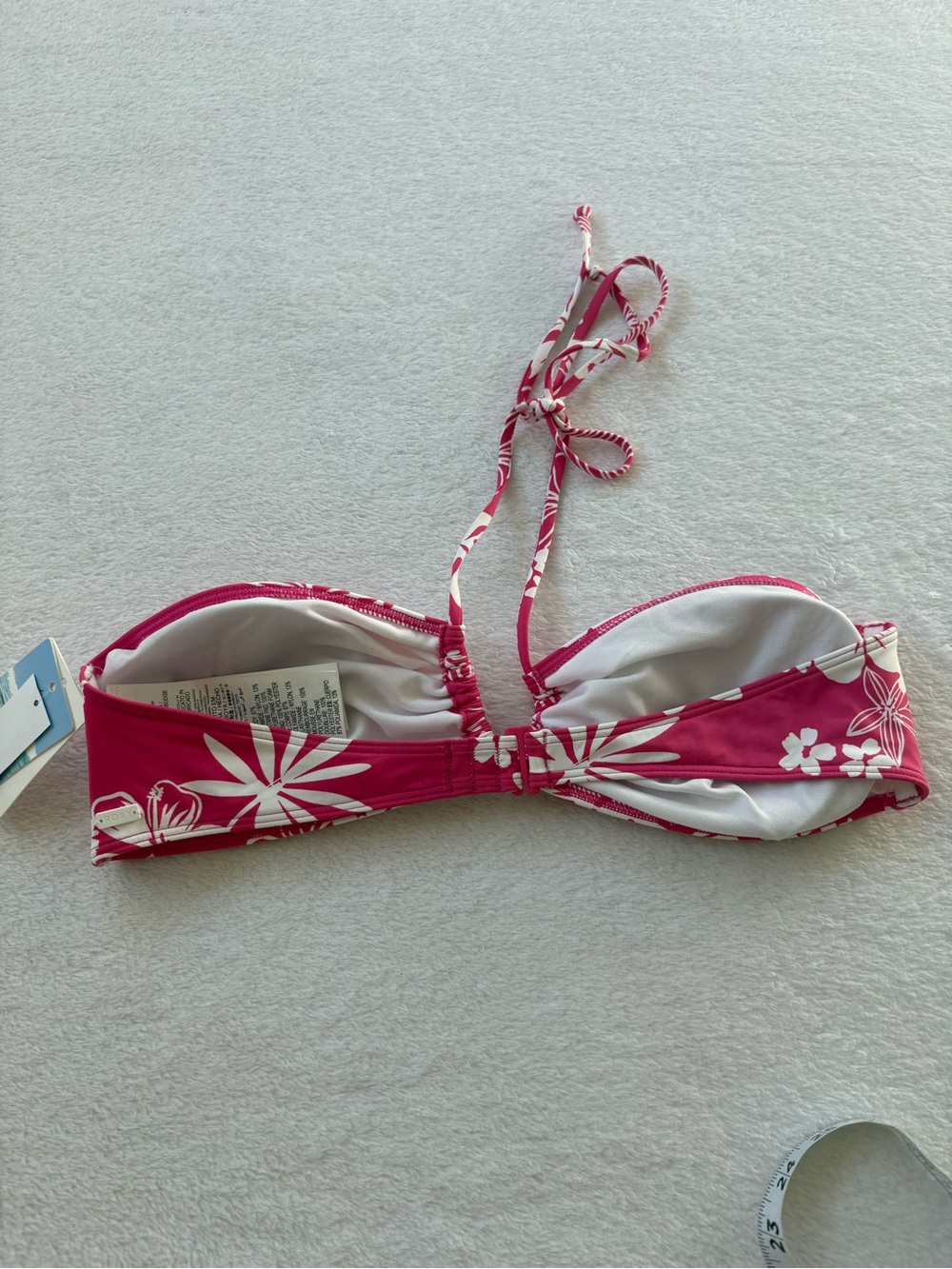 Y2K NWT Roxy Pink Floral Bandeau Bikini Top - Picture 5 of 7